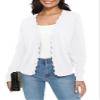 Urban CoCo Women's Long Sleeve Open Front Cardigan Sweaters Lightweight V-Neck Button Down Knit Sweater(White,S) view 3