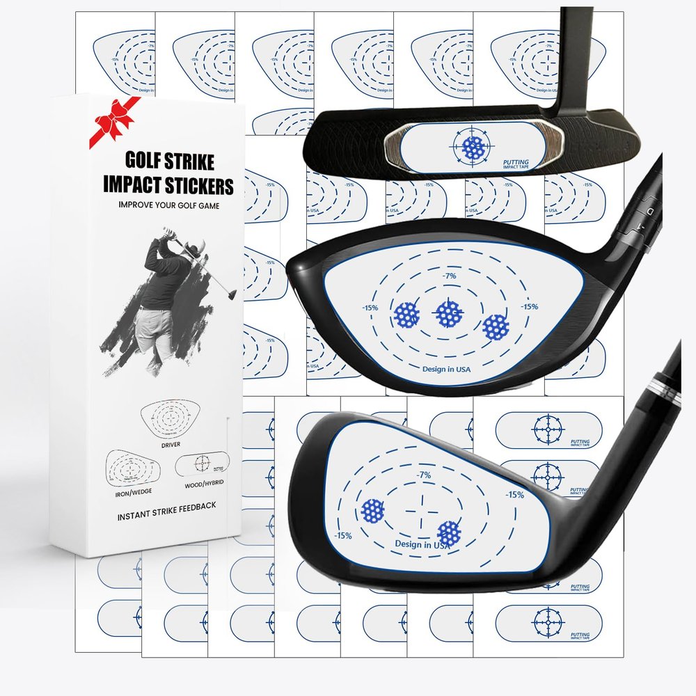 FINGER TEN Golf Impact Tape 75/150/375 Pcs Value Set Golf Club Impact Stickers Labels for Driver Woods Irons Putters, Self-Teaching Training Aid for Swing Practice (375Pcs-Right Handed Golfer)