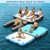 VEBESYET Inflatable Floating Dock Mat, 5 x 6ft Inflatable Dock Platform Multi-Person Floating Island Raft for Beach Lake Boating Ocean view 4