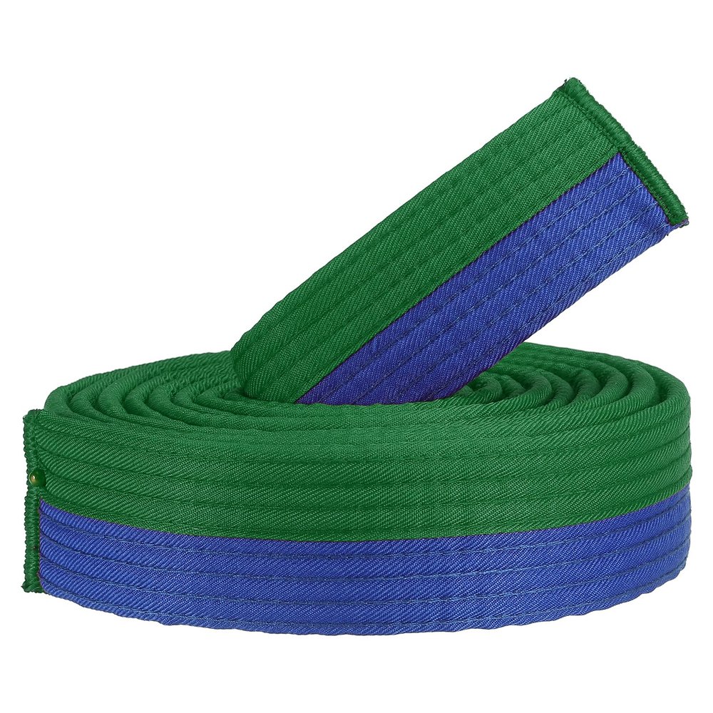 PATIKIL Taekwondo Colored Ranking Belt, 1.6" x9.2Ft 2.8M Polyester Martial Arts Judo Karate Belt for Coach Teaching Practice, Green-Blue