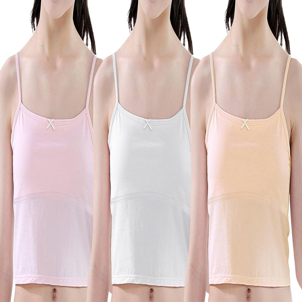 Happy Cherry Little Girls Undershirts Size 7-8 with Shelf Bra Teens Training Sport Bralette Kids Crop Tank Tops