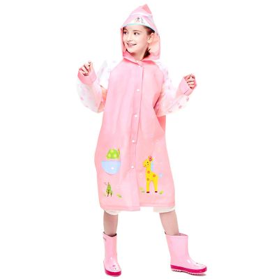NineFit Basics Rain Poncho Kids,Toddler Poncho with Hood,Waterpoo Rain Jacket Coat,3D Cartoon Children Rainwear for (Pink, 7-8 Years)
