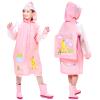 NineFit Basics Rain Poncho Kids,Toddler Poncho with Hood,Waterpoo Rain Jacket Coat,3D Cartoon Children Rainwear for (Pink, 7-8 Years) view 3