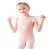 Daydance Ballet Pink Girls Leotards Ruffle Sleeve Faux-2 Piece Dance Tops for Practice view 1