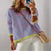 Dokotoo Womens Crewneck Sweaters Casual Long Sleeve Shirts for Women Trendy 2026 Color Block Striped High Low Spring Pullover Tops Clothing Green X-Large view 4