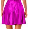 Agoky Women's Big Girls Shiny Metallic Pleated Flared Skirt with Built-in Shorts for Ballet Dance Party Rose Small view 2