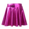 Agoky Women's Big Girls Shiny Metallic Pleated Flared Skirt with Built-in Shorts for Ballet Dance Party Rose Small view 3