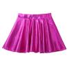 Agoky Women's Big Girls Shiny Metallic Pleated Flared Skirt with Built-in Shorts for Ballet Dance Party Rose Small view 4