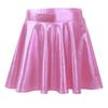 Agoky Women's Big Girls Shiny Metallic Pleated Flared Skirt with Built-in Shorts for Ballet Dance Party Pink Small view 3