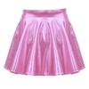 Agoky Women's Big Girls Shiny Metallic Pleated Flared Skirt with Built-in Shorts for Ballet Dance Party Pink Small view 4