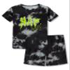 Beezizac Boys Pajamas, Black Tie-Dye Short-Sleeve 2-Piece PJs, Size 6 view 1