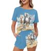 HELLHERO Horse Pajamas Set for Women Summer T Shirt with Shorts Pjs Set Short Sleeve Loungewear Sleepwear Home Clothes Jammies Holiday Jogger Wedding Party XL view 1