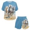 HELLHERO Horse Pajamas Set for Women Summer T Shirt with Shorts Pjs Set Short Sleeve Loungewear Sleepwear Home Clothes Jammies Holiday Jogger Wedding Party XL view 4