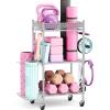 Yoga Mat Storage Rack, Home Gym Storage Rack Yoga Mat Holder, VOPEAK Workout Storage for Yoga Mat, Foam Roller, Gym Organizer Gym Equipment Storage for Home Exercise and Fitness Gear (Metal) view 1