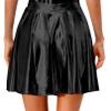 Agoky Women's Big Girls Shiny Metallic Pleated Flared Skirt with Built-in Shorts for Ballet Dance Party Black Small view 2