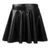 Agoky Women's Big Girls Shiny Metallic Pleated Flared Skirt with Built-in Shorts for Ballet Dance Party Black Small view 3
