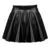 Agoky Women's Big Girls Shiny Metallic Pleated Flared Skirt with Built-in Shorts for Ballet Dance Party Black Small view 4