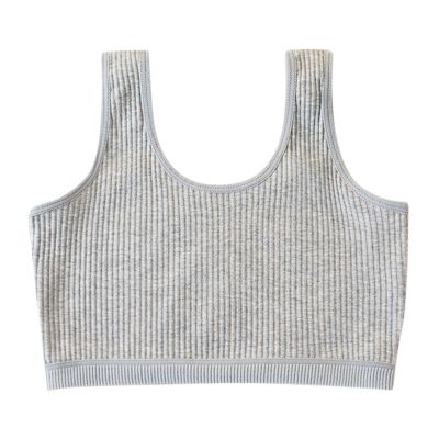 Training Bras for Girls Seamless Cam Bralettes Sports Striped Vest Crop Top Undershirt with Bra (Grey, 9-12 Years)