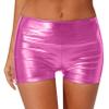 Freebily Women's Girls Shiny Metallic Booty Shorts Athletic Gymnastic Sports Tumbling Rave Club Dance Bottoms Pink Small view 1