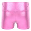 Freebily Women's Girls Shiny Metallic Booty Shorts Athletic Gymnastic Sports Tumbling Rave Club Dance Bottoms Pink Small view 4