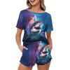 HELLHERO Shark Pajamas for Women's Sleepwear Short Sleeve Tee with Shorts Pajama Set Summer Short Sleeve Loungewear Sleepwear Jammies Home Yoga Outfit 4X view 1