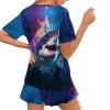 HELLHERO Shark Pajamas for Women's Sleepwear Short Sleeve Tee with Shorts Pajama Set Summer Short Sleeve Loungewear Sleepwear Jammies Home Yoga Outfit 4X view 2