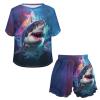 HELLHERO Shark Pajamas for Women's Sleepwear Short Sleeve Tee with Shorts Pajama Set Summer Short Sleeve Loungewear Sleepwear Jammies Home Yoga Outfit 4X view 4