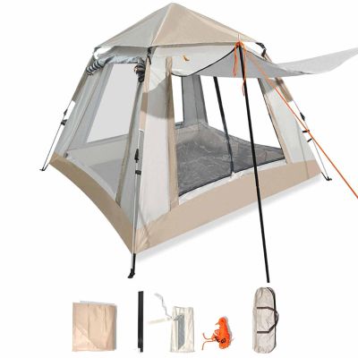 Camping Tent, Compact Portable Pop Up Tent, Family Tent with Carry Bag, Quad Side Wind 2 Doors + 4 Screens for Camping, Parking, Picnic, Outdoor Gear ( Size : 82.6x82.6x55.1 inches/210x210x140 cm )