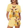 HELLHERO Sunflower Giraffe Pajamas for Women Set Shorts Two Piece Loungewear Summer Lounge Sets Sleepwear Jammies Holiday Home Clothes Yoga Workout Party L view 1