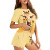HELLHERO Sunflower Giraffe Pajamas for Women Set Shorts Two Piece Loungewear Summer Lounge Sets Sleepwear Jammies Holiday Home Clothes Yoga Workout Party L view 3