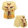HELLHERO Sunflower Giraffe Pajamas for Women Set Shorts Two Piece Loungewear Summer Lounge Sets Sleepwear Jammies Holiday Home Clothes Yoga Workout Party L view 4