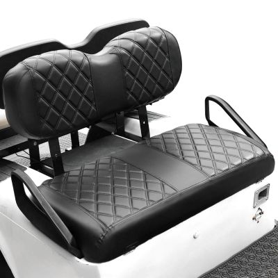 NOKINS Golf Cart ET Diamond Seat Cover for EZGO Freedom TXT/T48 2014+ Golf Carts, No Stapler Required, Golf Cart Vinyl Replacement Seat Cover Black Stitching