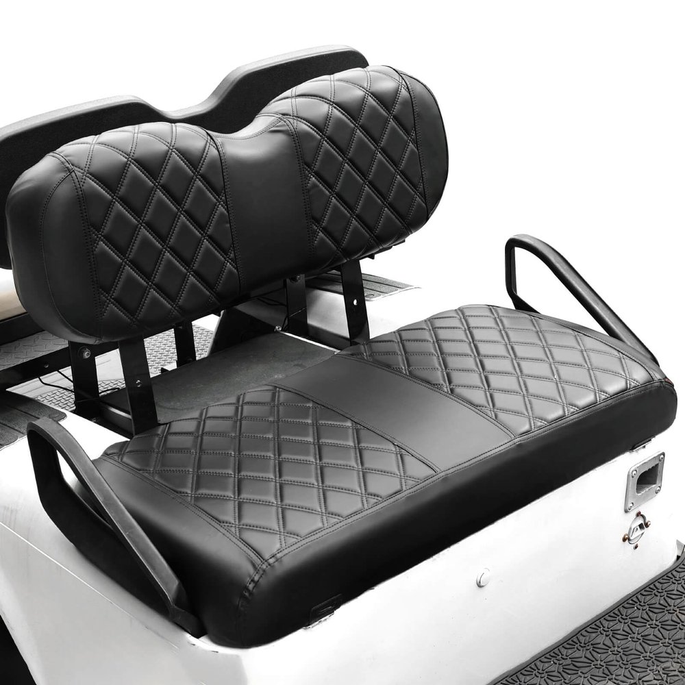 NOKINS Golf Cart ET Diamond Seat Cover for EZGO Freedom TXT/T48 2014+ Golf Carts, No Stapler Required, Golf Cart Vinyl Replacement Seat Cover Black Stitching