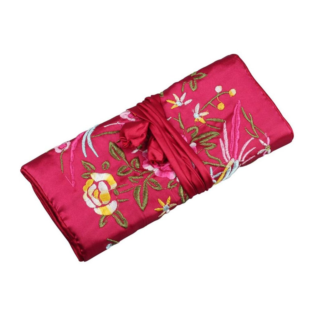 NUEAYMS Premium Jewelry Pouch Silk Roll Wrap Gift Bags Traditional Silk Travel Pouch Chinese Embroidery Jewelry Bag Organizer Jewelry Bags Drawstring 5x7