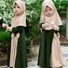 AIMAOMI Newborn Baby Girl Muslim Abaya Sets Outfits Long Sleeve Arabic Dubai Dress with Hijab Turban (Green, 3-4 Years) view 2