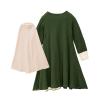 AIMAOMI Newborn Baby Girl Muslim Abaya Sets Outfits Long Sleeve Arabic Dubai Dress with Hijab Turban (Green, 3-4 Years) view 3