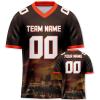 City Custom Football Jersey Personalized Printed/Stitched Brown Orange Shirt City Night Team Name Number Gift for Men Women Youth Football Fans S-5XL view 1