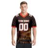 City Custom Football Jersey Personalized Printed/Stitched Brown Orange Shirt City Night Team Name Number Gift for Men Women Youth Football Fans S-5XL view 2