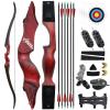 HANDBAIGE Black Hunter 60'' Left Hand Archery Recurve Bow and Arrows Set with Paper Target for Adults Outdoor Hunting Red Recurve Bow Kit (50lbs) view 1