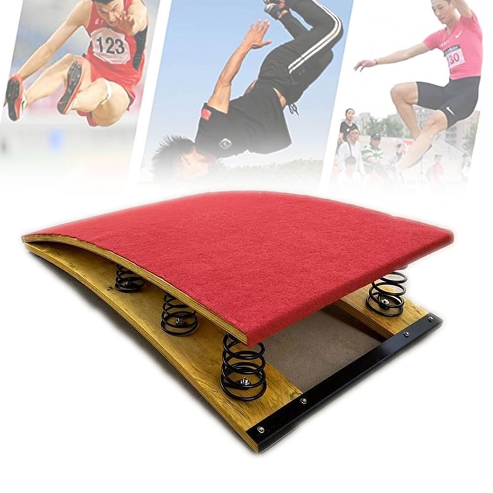 6 Springs Gymnastics Springboard, 47inch Anti-Slip Vault Spring Board Equipment, Wooden Portable Curved Spring Board, High Jump Sports Elastic Board for Adults, Teens, Child