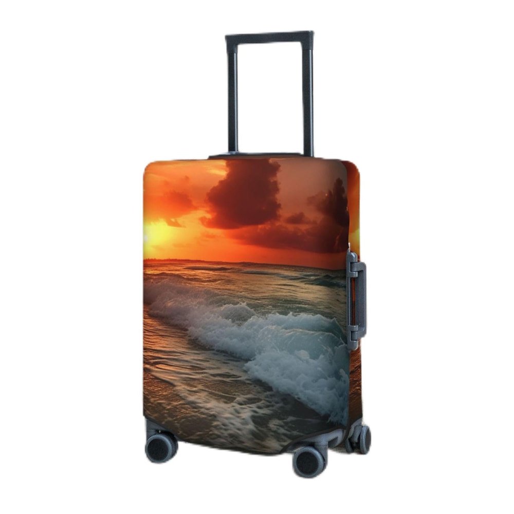 LZQPOEAS Travel Luggage Cover Suitcase Cover Suitcase Protector The Beach Sunset Luggage Washable Baggage Cover Elastic Anti-Scratch Suitcase Case Protector for Adult Personalized Suitcase