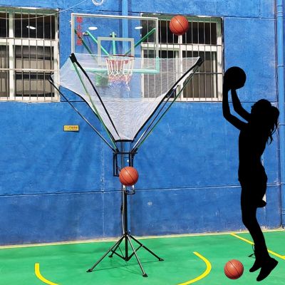 NUNETH Basketball Returner Attachment Shooting Practice Returner, Portable Indoor Outdoor Hoop Return Net System, Floor Rebounder Training Catcher Machine
