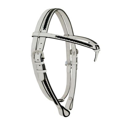 WeavingCraft Leather Headstall Bridle|Futurity Knot Browband|Hand Braided| Rawhide|White (Rawhide, Black)