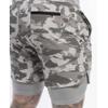 Men 2 in 1 Running Shorts Workout Athletic Camouflage Gym Short Bodybuilding Stealth Short Pants (Grey,XX-Large) view 3