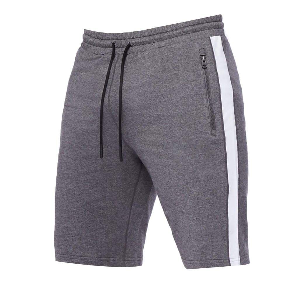 SWJGLITTR Mens Zipper Pocket Elastic Waist Short Drawstring Casual Track Athletic Shorts Running Cotton Workout Short Pants (Grey,Medium)