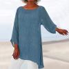 Buy Again Ladies Summer Tops and Blouses 2024 Loose Long Sleeve Tops for Women Half Sleeve Shirt Women Plus Size Womens Plus Long Sleeve Tops Women's 3/4 Sleeve T-Shirt Womens Fashion Blue view 2