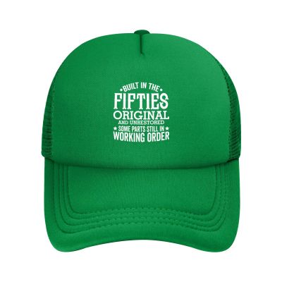 Builts in The Fifties Original and Unrestored Some Parts Trucker Hat Summer Mesh Cap with Adjustable Snapback Unisex Green