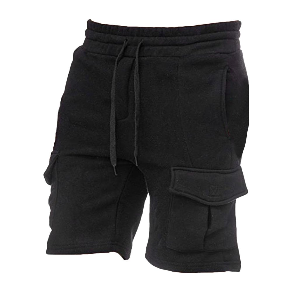 Mens Cotton Sweat Shorts Fleece Cargo Athletic Short Pants Elastic Waist Workout Work Men Short (Black,XX-Large)