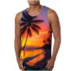 amazon deals of the day Big and Tall Graphic Tank Tops for Men Sleeveless Sunset Coconut Print Graphic Tee Shirts Casual Loose Pullover cotton shirts 2024 Yellow L view 1
