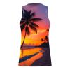 amazon deals of the day Big and Tall Graphic Tank Tops for Men Sleeveless Sunset Coconut Print Graphic Tee Shirts Casual Loose Pullover cotton shirts 2024 Yellow L view 2